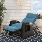 Grand patio Relaxliege Rattan Sonnenliege mit Verstellbarer Rückenlehne & Sitzkissen, Outdoor Liegesessel Braun/Dunkelgrau
