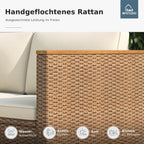 MFSTUDIO Gartenmöbel Set Polyrattan Braun 3-teilig L-Form mit Kissen & Akazienholz Tisch, Lounge Set für 4 Personen