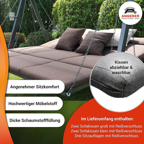 ANGERER Hollywoodschaukel Lounge Smart 3-Sitzer mit Bettfunktion & Sonnendach Gartenliege Schaukel Made in Germany