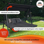 ANGERER Hollywoodschaukel Lounge Smart 3-Sitzer mit Bettfunktion & Sonnendach Gartenliege Schaukel Made in Germany