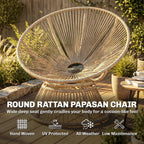 360° drehbarer Papasan-Sessel aus Rattan mit großem Kissen – für innen und außen