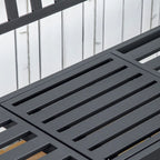2-Sitzer Gartenbank aus Metall mit Ausziehbarem Tisch – 150 cm, Schwarz