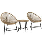 Stilvolle Acapulco Sitzgruppe für Balkon und Terrasse – 2 Sessel und Tisch – Naturfarbenes Rattan