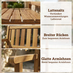 Stabile Gartenbank aus Massivem Tannenholz für 3 Personen – Wetterfeste Parkbank mit Armlehnen – 167 cm