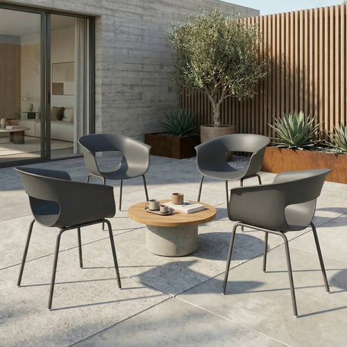 4er-Set Moderne Gartenstühle mit Ergonomischem Design und Armlehnen – Für Balkon und Terrasse