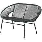 2-Sitzer Gartensofa aus PE-Rattan – ideal für Balkon und Terrasse – Schwarz