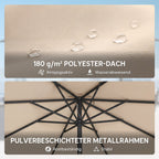Stilvoller Sonnenschirm mit Kurbelmechanismus, Verstellbarer Neigung & Schirmständer – Ø300 cm