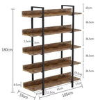 Rustikales 5-stufiges Bücherregal aus Holz und Metall – 180 cm – Industriestil