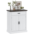Rustik Kommode mit 2 Türen und 1 Schublade – Weiß & Dunkelbraun – 75,2 × 91,5 cm