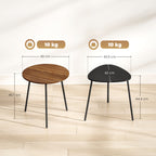 Elegantes Set mit 2 Satztischen in Walnussoptik und Schwarz – Runder & Dreieckiger Couchtisch im Modernen Design