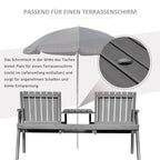 Gartenbank aus Massivholz mit integriertem Tisch – 2-Sitzer – 152 cm – Grau