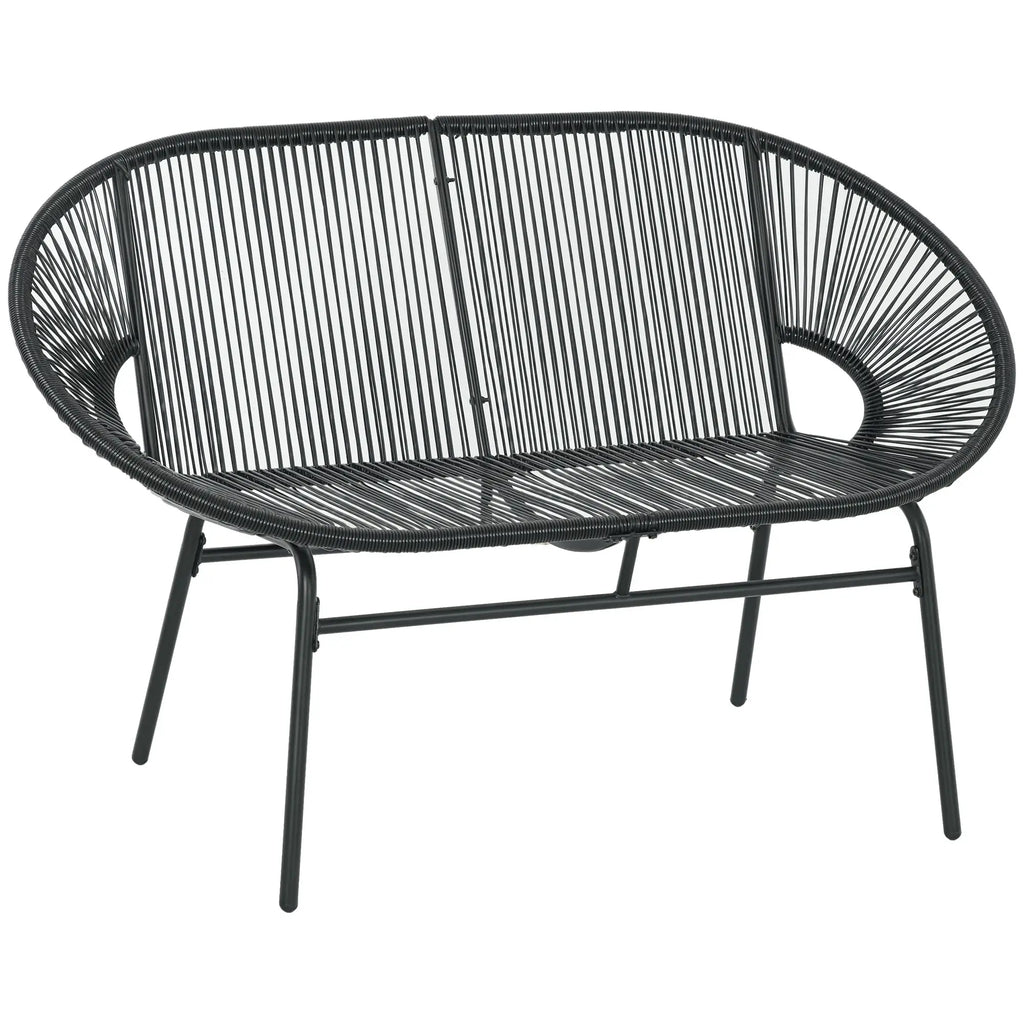 2-Sitzer Gartensofa aus PE-Rattan – ideal für Balkon und Terrasse – Schwarz