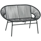 2-Sitzer Gartensofa aus PE-Rattan – ideal für Balkon und Terrasse – Schwarz
